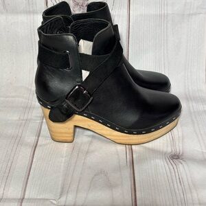 Free People Black Ankle Boots with Metallic Accents
